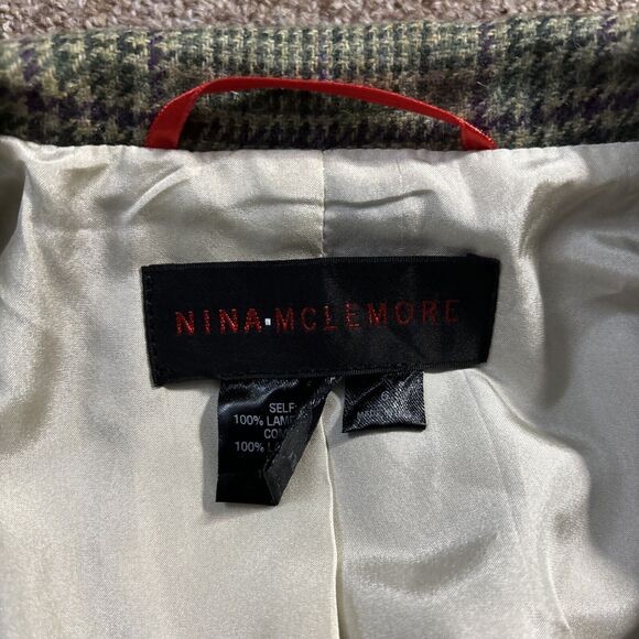 Nina Mclemore 100% Lambs Wool Plaid Women Blazer, Jacket 100% Silk Lining sz 6 - Picture 6 of 10